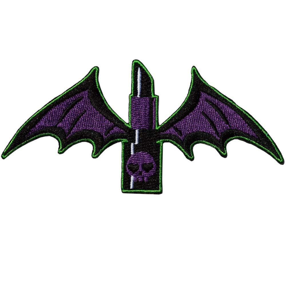 Bat Wings Lipstick Patch Iron On Goth Witch Horror